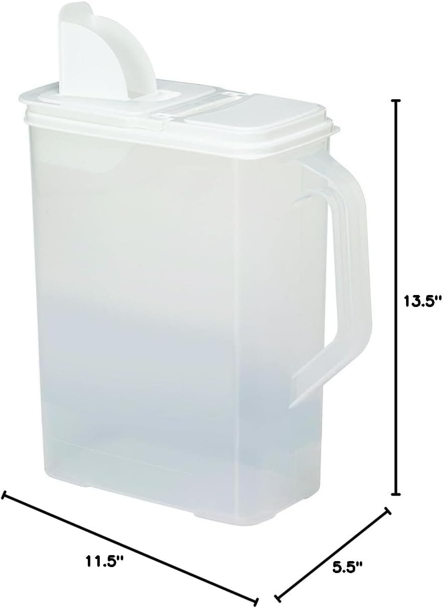 Buddeez Bulk Food Storage Container - 8 Quart All Purpose Clear  Large Pantry and Kitchen Organization and Storage - Cereal, Flour, Sugar, Rice Dispenser, EZ Grip Handle, EZ Pour Spout (White Lid)