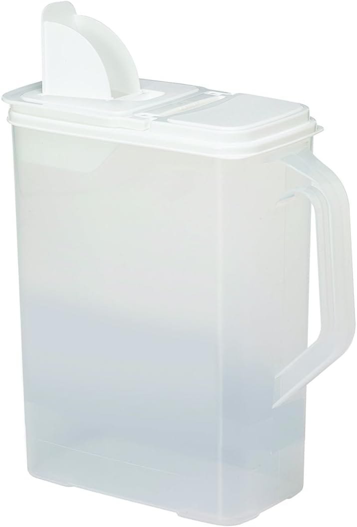 Buddeez Bulk Food Storage Container - 8 Quart All Purpose Clear  Large Pantry and Kitchen Organization and Storage - Cereal, Flour, Sugar, Rice Dispenser, EZ Grip Handle, EZ Pour Spout (White Lid)