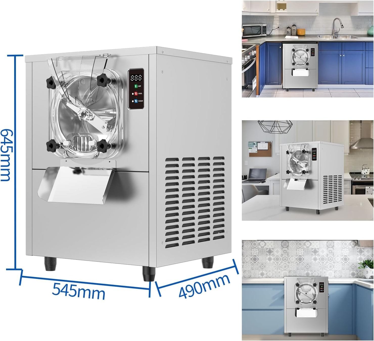 BZD Commercial Gelato Hard Ice Cream Machine - 1400W 4.3 to 5.3 Gallons Per Hour with LED Panel Auto Clean Perfect 110V Ice Cream Machine for Snack Bars Restaurants supermarket BZD Commercial Gelato Hard Ice Cream Machine - 1400W 4.3 to 5.3 Gallons Per Hour with LED Panel Auto Clean Perfect 110V Ice Cream Machine for Snack Bars Restaurants supermarket