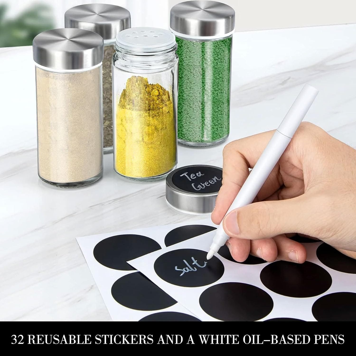 CAHOME Spice rack organizer, Spice jars with label and organizer (20 jars) Kitchen rotating seasoning organizer for countertop, Spinning spice organizer, Round revolving spice rack