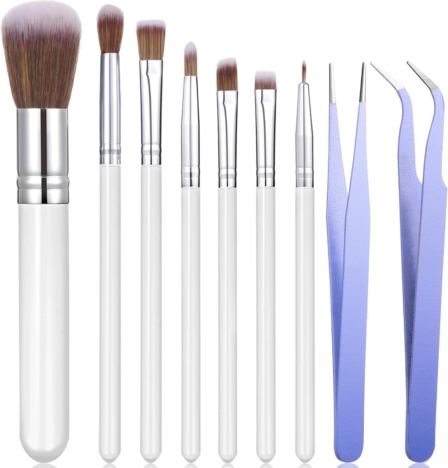 Cake Candy Decorating Brushes Tools Cookie Decoration Brushes Pastry Brush and Stainless Steel Tweezers Straight and Curved Tip Tweezers Pasta Tweezers for Baking Fondant (Macaron Color, 9 Pieces)