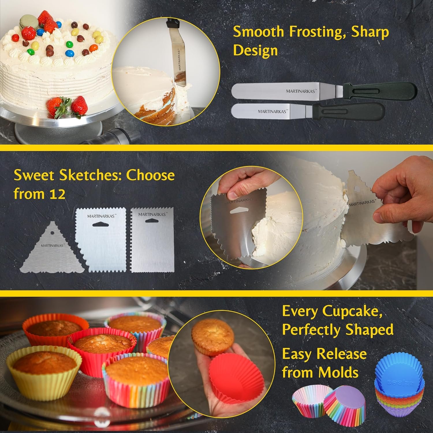 Cake Decorating Kit 159pcs - Icing Gun with 30 Piping Tips, Cupcake Liners, Offset Spatula, Cake Scraper, Silicone Muffin Cups for Baking  More- Baking Supplies Set for Beginners or Professionals