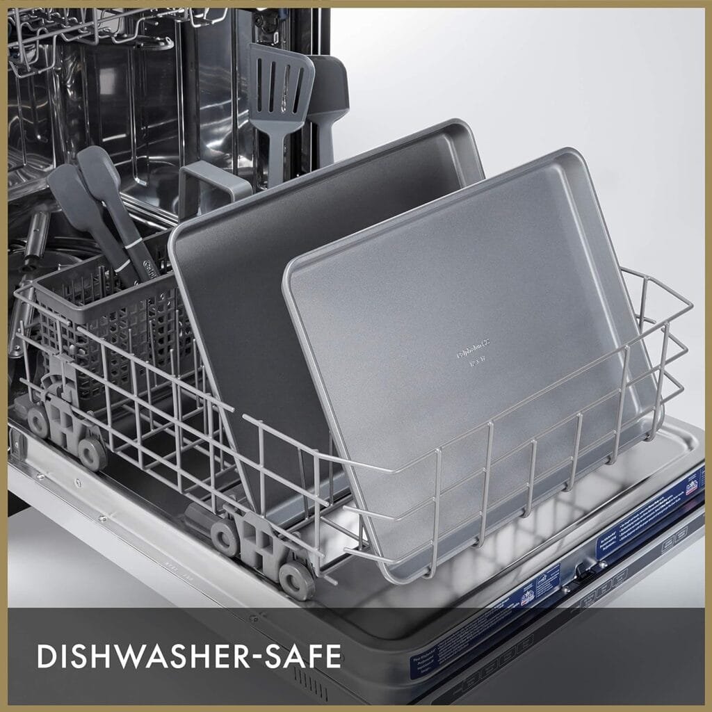 Calphalon Baking Sheets, Nonstick Baking Pans Set for Cookies and Cakes, 12 x 17 in, Set of 2, Silver Calphalon Baking Sheets, Nonstick Baking Pans Set for Cookies and Cakes, 12 x 17 in, Set of 2, Silver