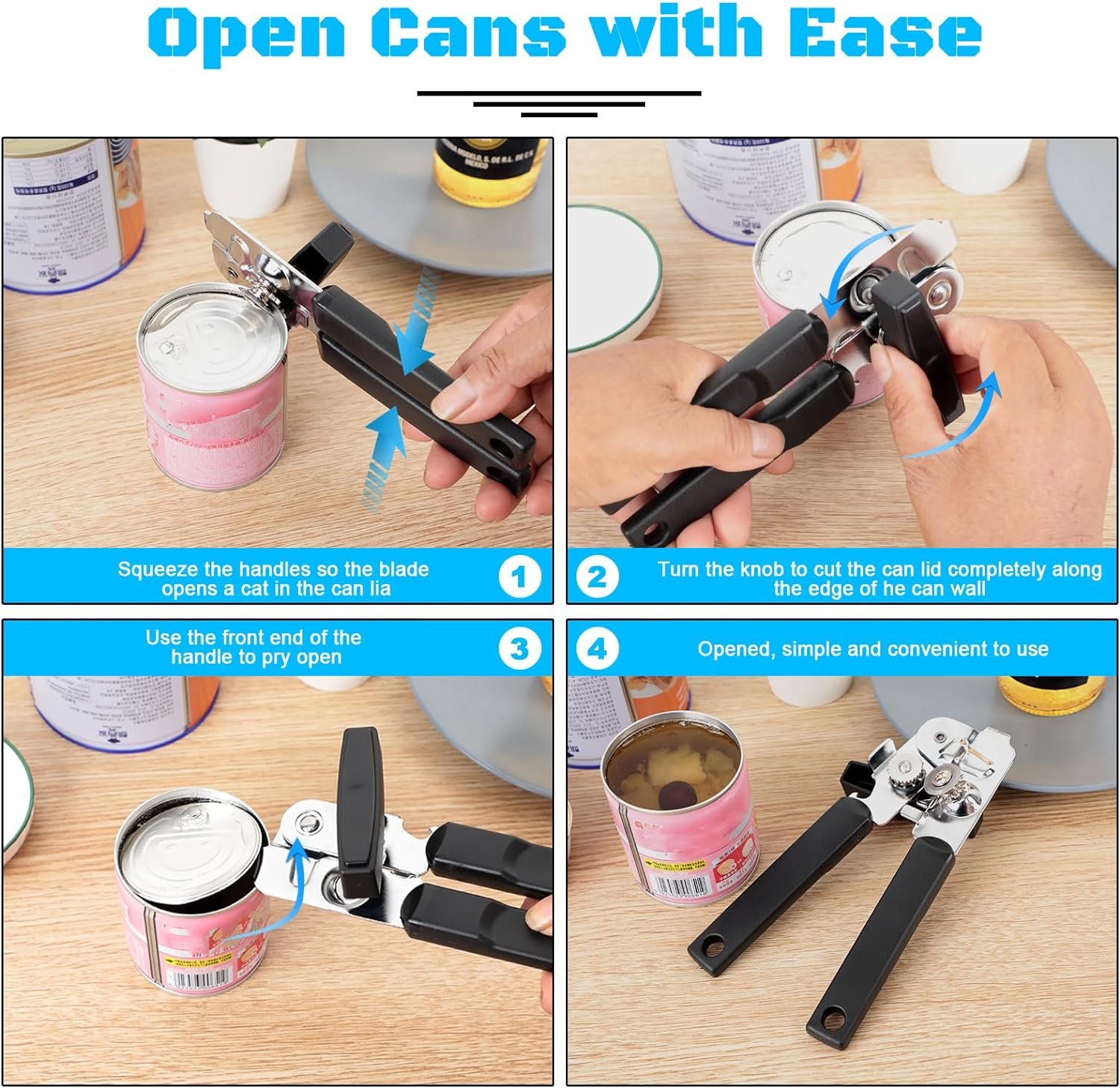 Can Opener Professional Stainless Steel Manual Food-safe Good Grips with Built-in Bottle Opener
