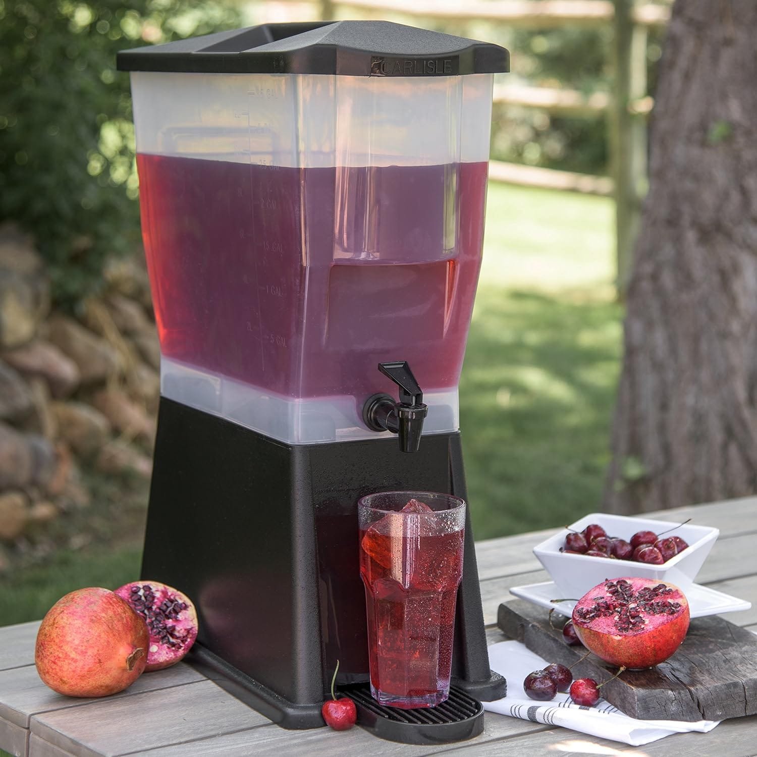 Carlisle FoodService Products TrimLine Plastic Economy Double Base Beverage Dispenser, 2 x 3.5 Gallons, Black