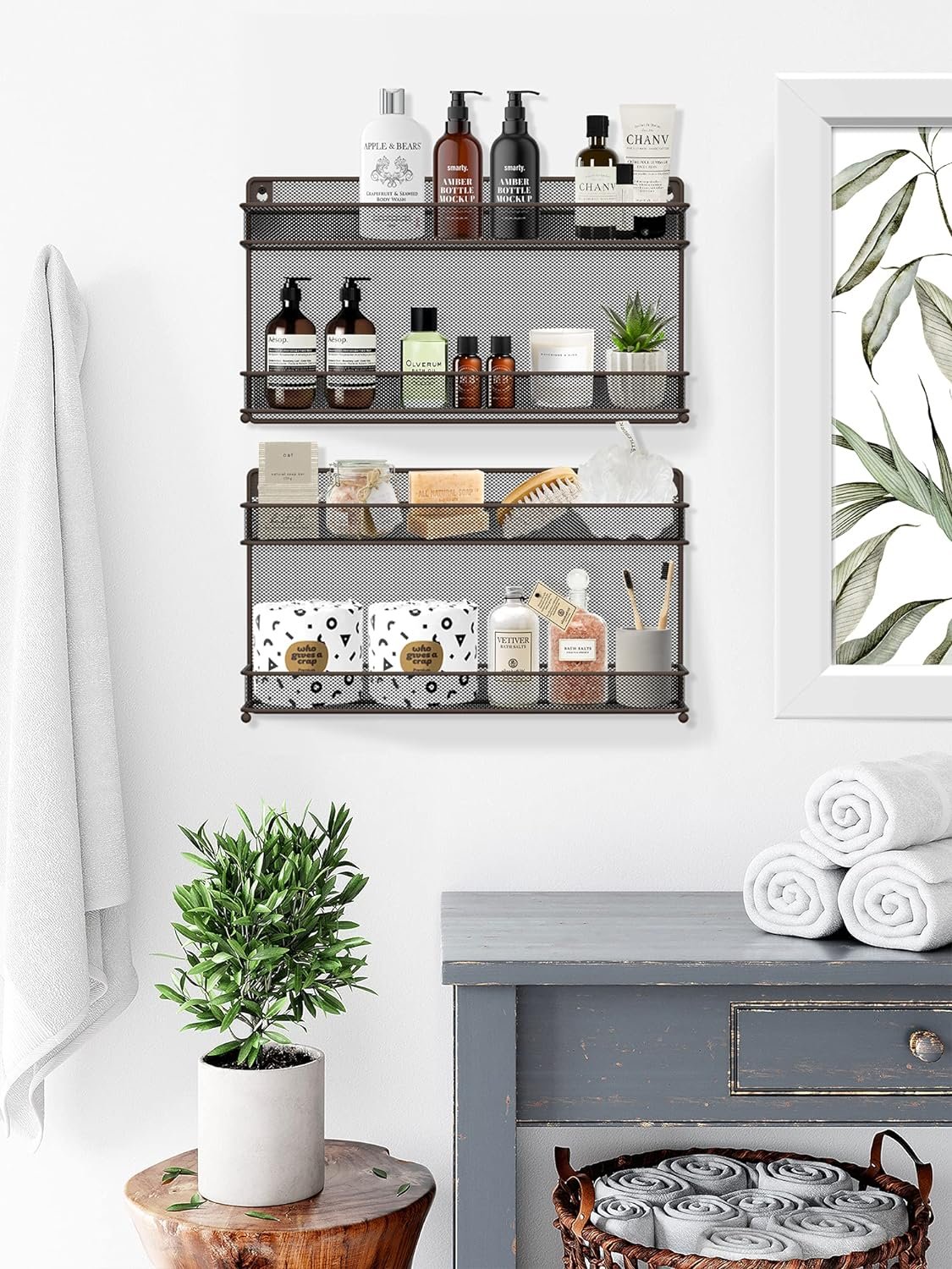 CAXXA 2 PK 2 Tier Mesh Kitchen Counter-top or Wall Mount Spice Rack Jars Storage Organizer, Bronze CAXXA 2 PK 2 Tier Mesh Kitchen Counter-top or Wall Mount Spice Rack Jars Storage Organizer, Bronze