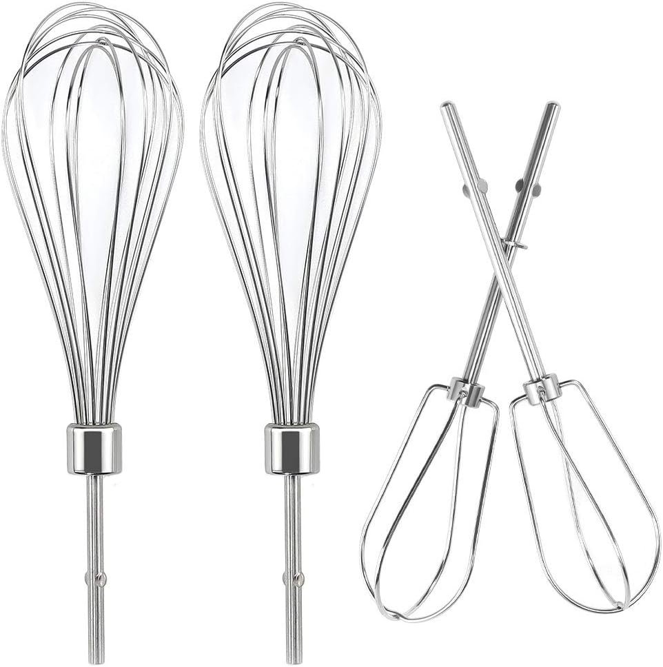 Cenipar W10490648KHMPW- KHM2B W10490648 Hand Mixer Turbo Beaters(2 Pack)  KHMPW Stainless Steel Pro Whisk(2 Pack) Fit for KHM512BM KHMPW KHM2B