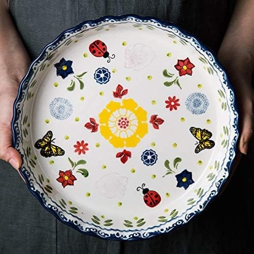 Ceramic Pie Pan Pie Dish for Oven 10 Inch Pie Plate Round Bakeware (Butterfly) Ceramic Pie Pan Pie Dish for Oven 10 Inch Pie Plate Round Bakeware (Butterfly)