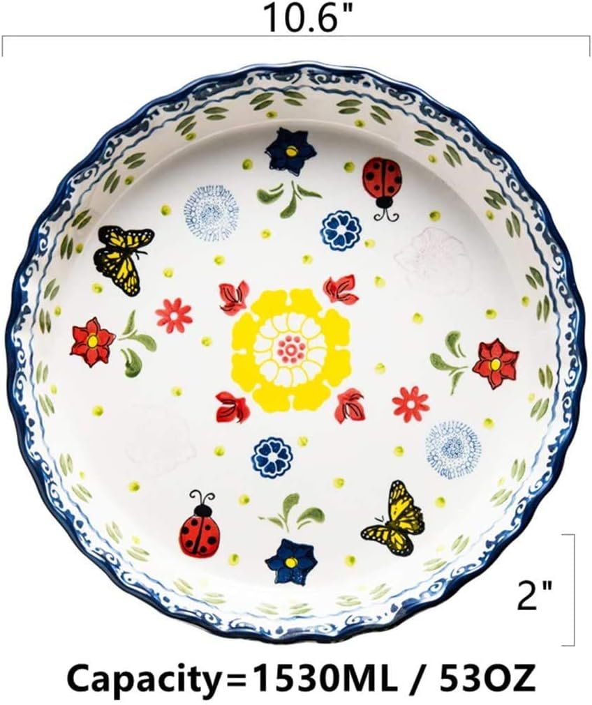 Ceramic Pie Pan Pie Dish for Oven 10 Inch Pie Plate Round Bakeware (Butterfly) Ceramic Pie Pan Pie Dish for Oven 10 Inch Pie Plate Round Bakeware (Butterfly)