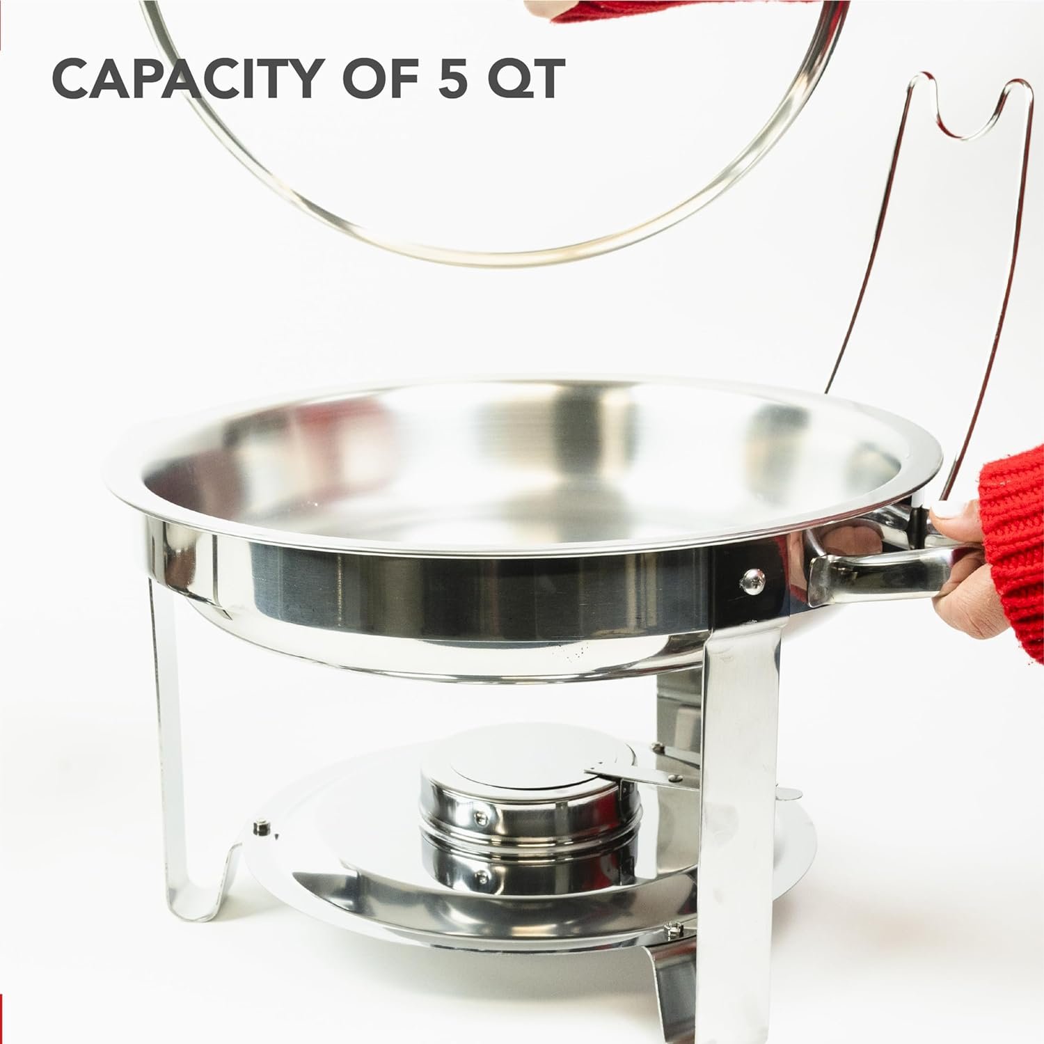 Chafing Dish Buffet Set of 2 – Complete Stainless Steel Chaffe Buffet Set with Glass Lids, Chafing Fuel Holder – Elegant and Practical Warmer Trays for Buffet, Wedding, Catering Supplies