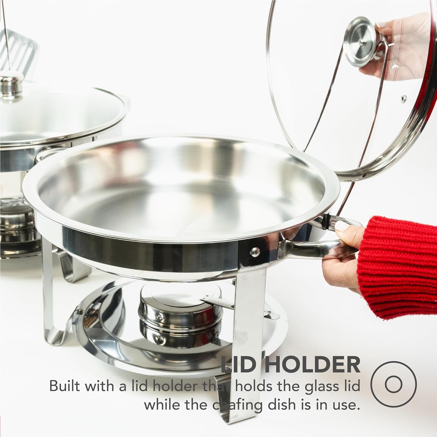 Chafing Dish Buffet Set of 2 – Complete Stainless Steel Chaffe Buffet Set with Glass Lids, Chafing Fuel Holder – Elegant and Practical Warmer Trays for Buffet, Wedding, Catering Supplies