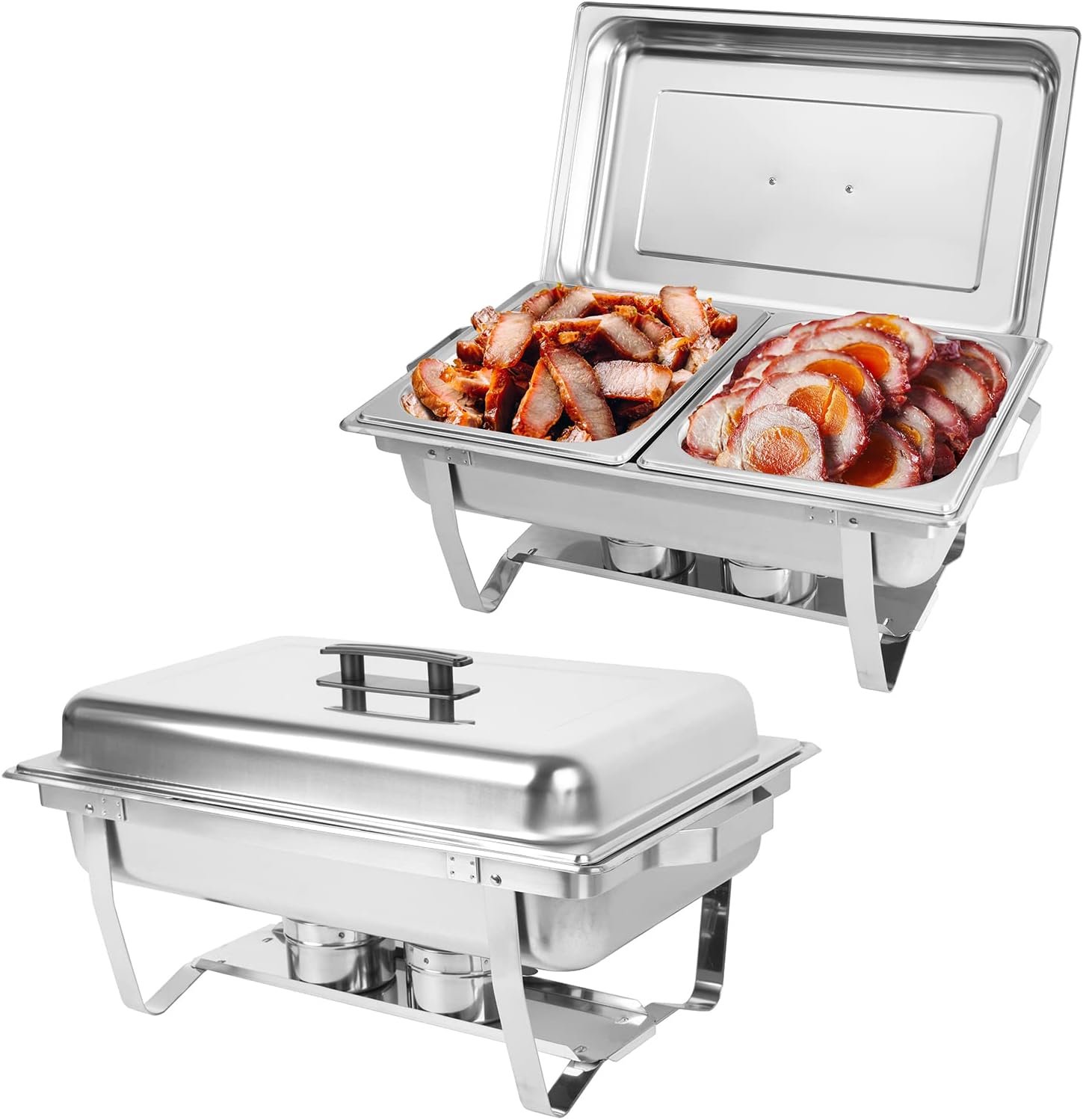Chafing Dish Buffet Set of 4, 8QT Stainless Steel Rectangular Chafers and Buffet Warmer Sets for Catering, Foldable Complete Set w/Half Size Food Pan, Lid, Fuel Holder for Event Party Holiday Chafing Dish Buffet Set of 4, 8QT Stainless Steel Rectangular Chafers and Buffet Warmer Sets for Catering, Foldable Complete Set w/Half Size Food Pan, Lid, Fuel Holder for Event Party Holiday