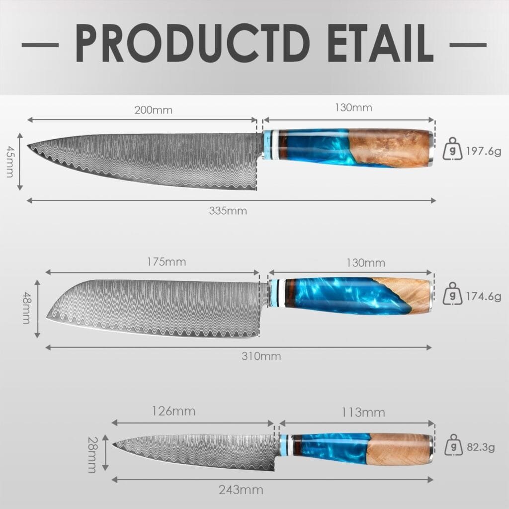 Chef Knife, Professional Japanese VG-10 High Carbon Stainless Steel Damascus Kitchen Chefs Knife 8 Inch, Razor Sharp Professional Meat Cutting Knife with Gift Box for Family, Restaurant