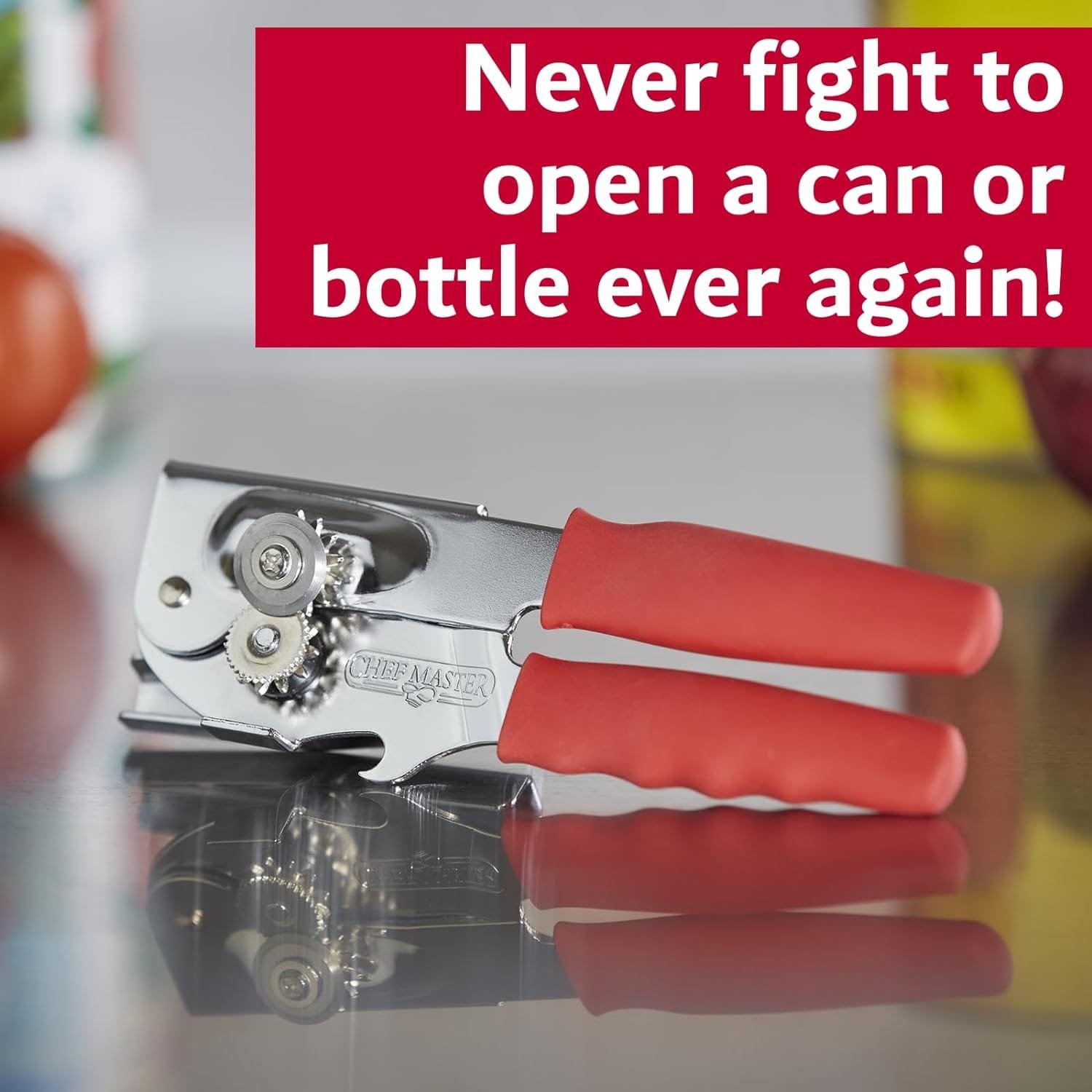 Chef-Master Commercial Can Opener, Heavy Duty Can Opener Manual for Large Cans With Anti-slip Grip, Kitchen Can Opener, Bottle and Can Opener, Professional Can Opener With Crank Handle (90056) Chef-Master Commercial Can Opener, Heavy Duty Can Opener Manual for Large Cans With Anti-slip Grip, Kitchen Can Opener, Bottle and Can Opener, Professional Can Opener With Crank Handle (90056)