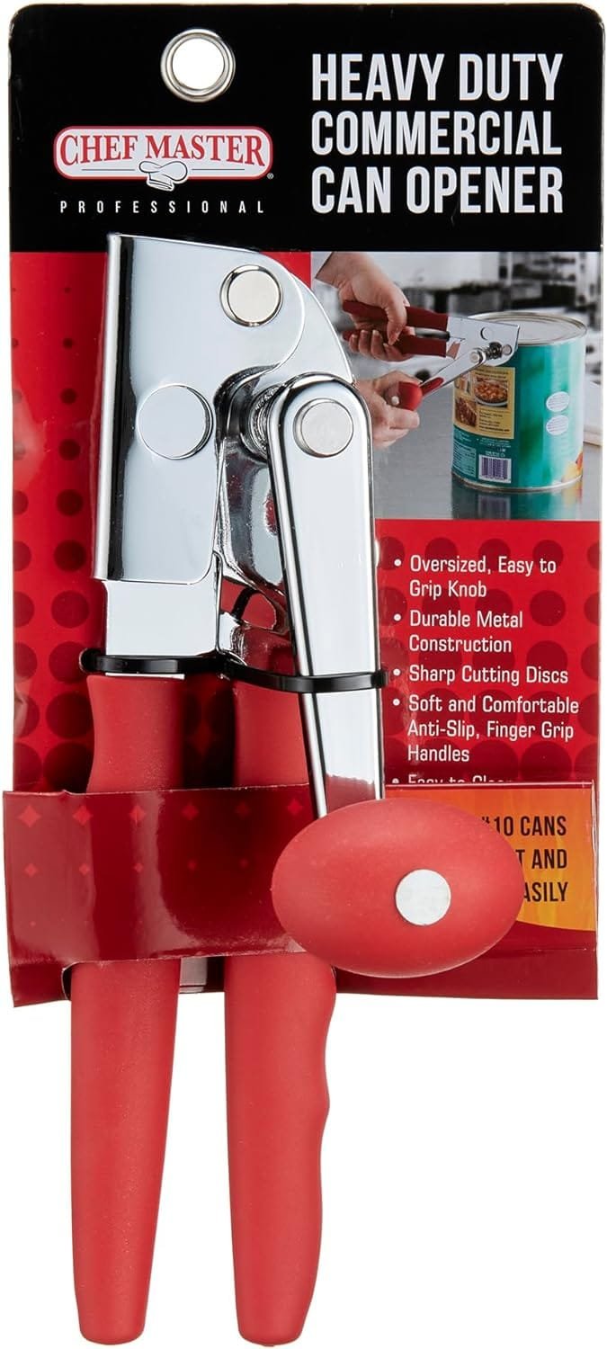 Chef-Master Commercial Can Opener, Heavy Duty Can Opener Manual for Large Cans With Anti-slip Grip, Kitchen Can Opener, Bottle and Can Opener, Professional Can Opener With Crank Handle (90056) Chef-Master Commercial Can Opener, Heavy Duty Can Opener Manual for Large Cans With Anti-slip Grip, Kitchen Can Opener, Bottle and Can Opener, Professional Can Opener With Crank Handle (90056)