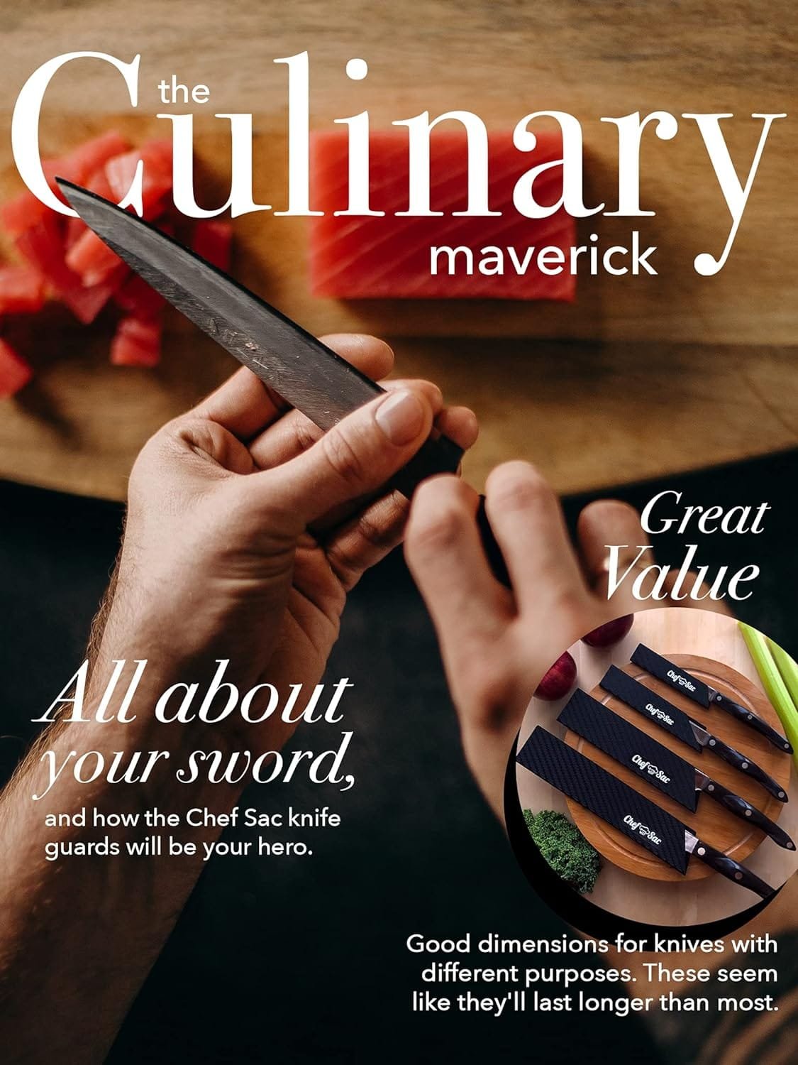 Chef Sac Knife Edge Guards | Universal Knife Cover  Professional Knife Protector | Durable BPA-Free ABS Plastic Knife Guards | Gentle Non-Scratch Felt Lining Chef Knife Sheath (10-Pack)