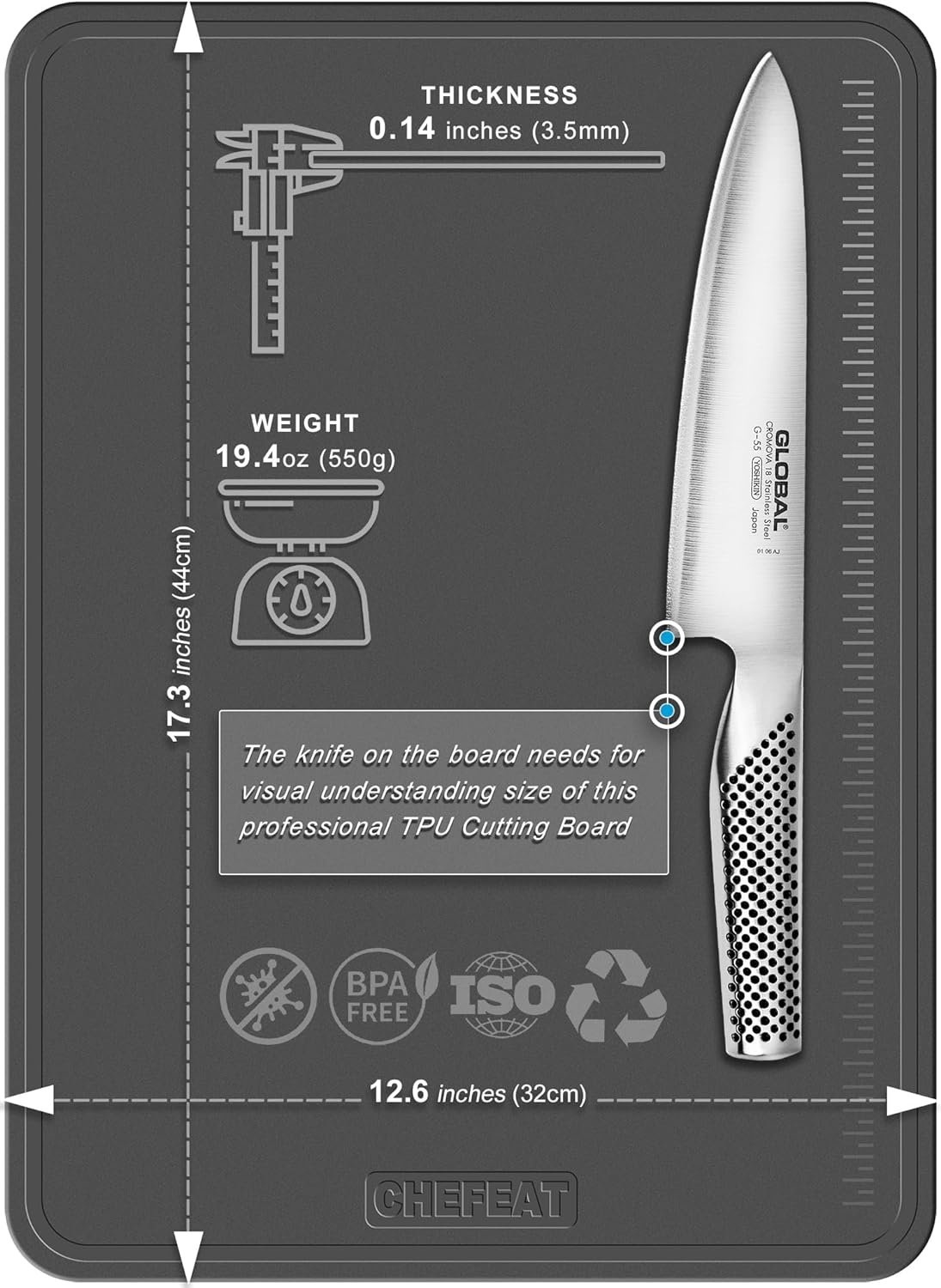 CHEFEAT Professional Size TPU Cutting Board Flexible Mat for Cooking and Serving Knife Friendly Extremely High Durability Double-sided Nonslip Easy to Clean Juice Grooves Dishwasher Safe CHEFEAT Professional Size TPU Cutting Board Flexible Mat for Cooking and Serving Knife Friendly Extremely High Durability Double-sided Nonslip Easy to Clean Juice Grooves Dishwasher Safe