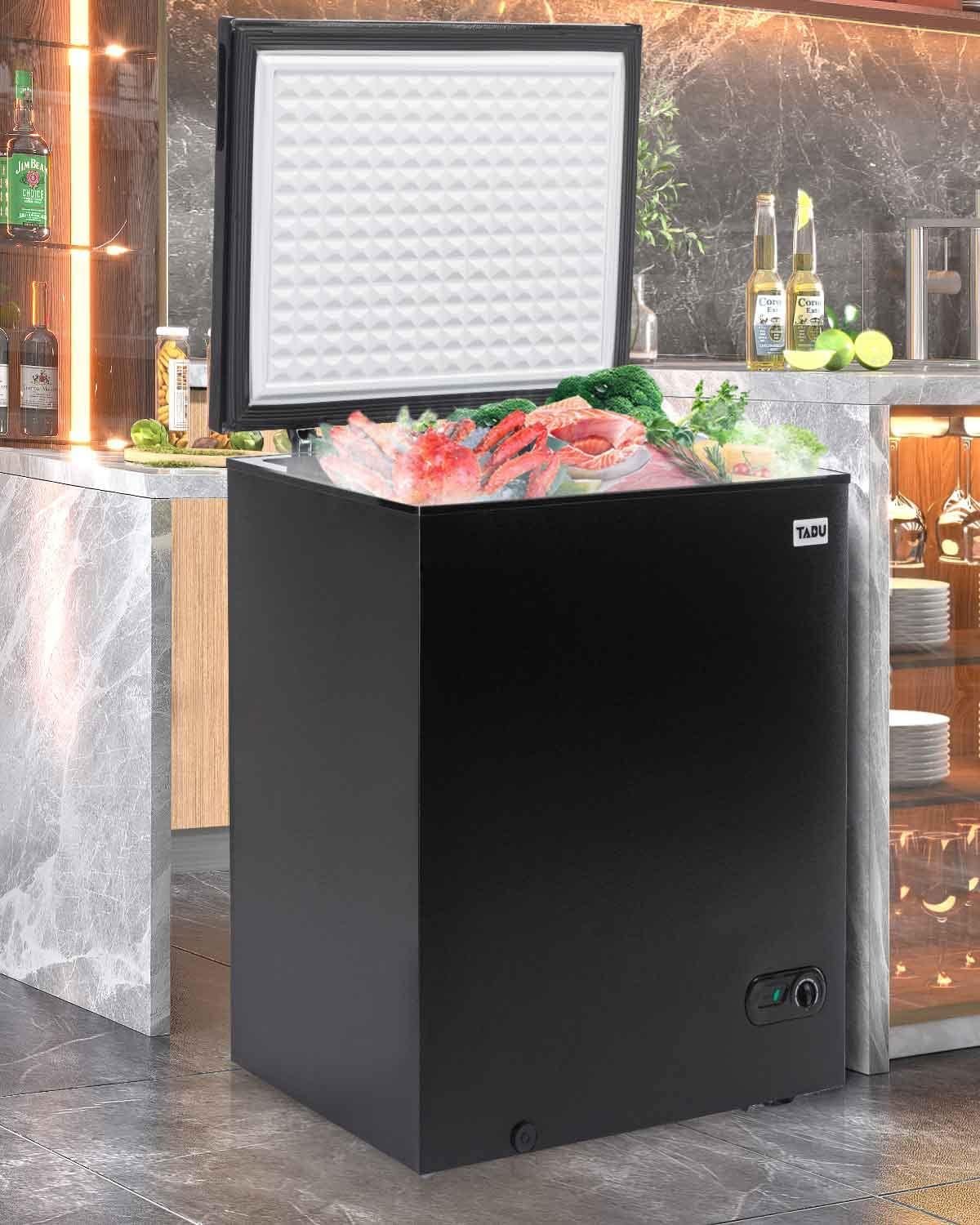 Chest Freezer, 10.0 Cu Ft Deep Freezer with Removable Storage Basket, Deep Freezer with 7 Level Adjustable Temperature, Large Deep Chest Freezer with Top Open Door (Black)