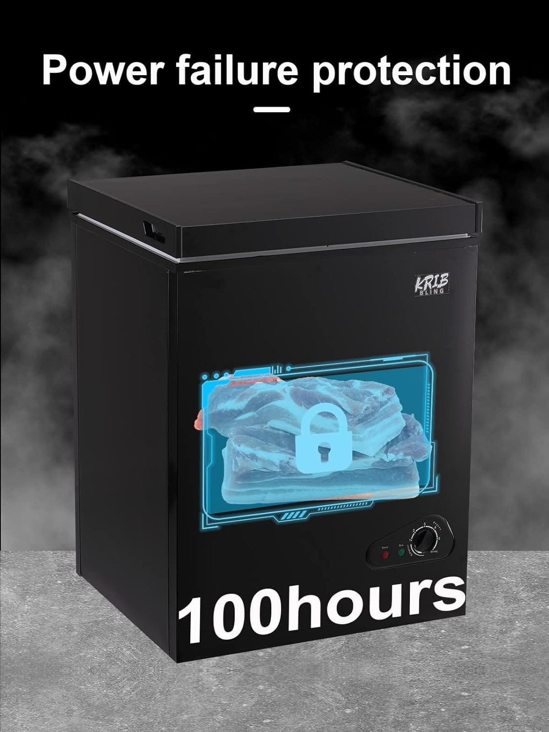 Chest Freezer Krib Bling Adjustable Thermostat Compact Freezers with Removable Storage Basket for House Kitchen Garage Basement (3.5 cu.ft, White)