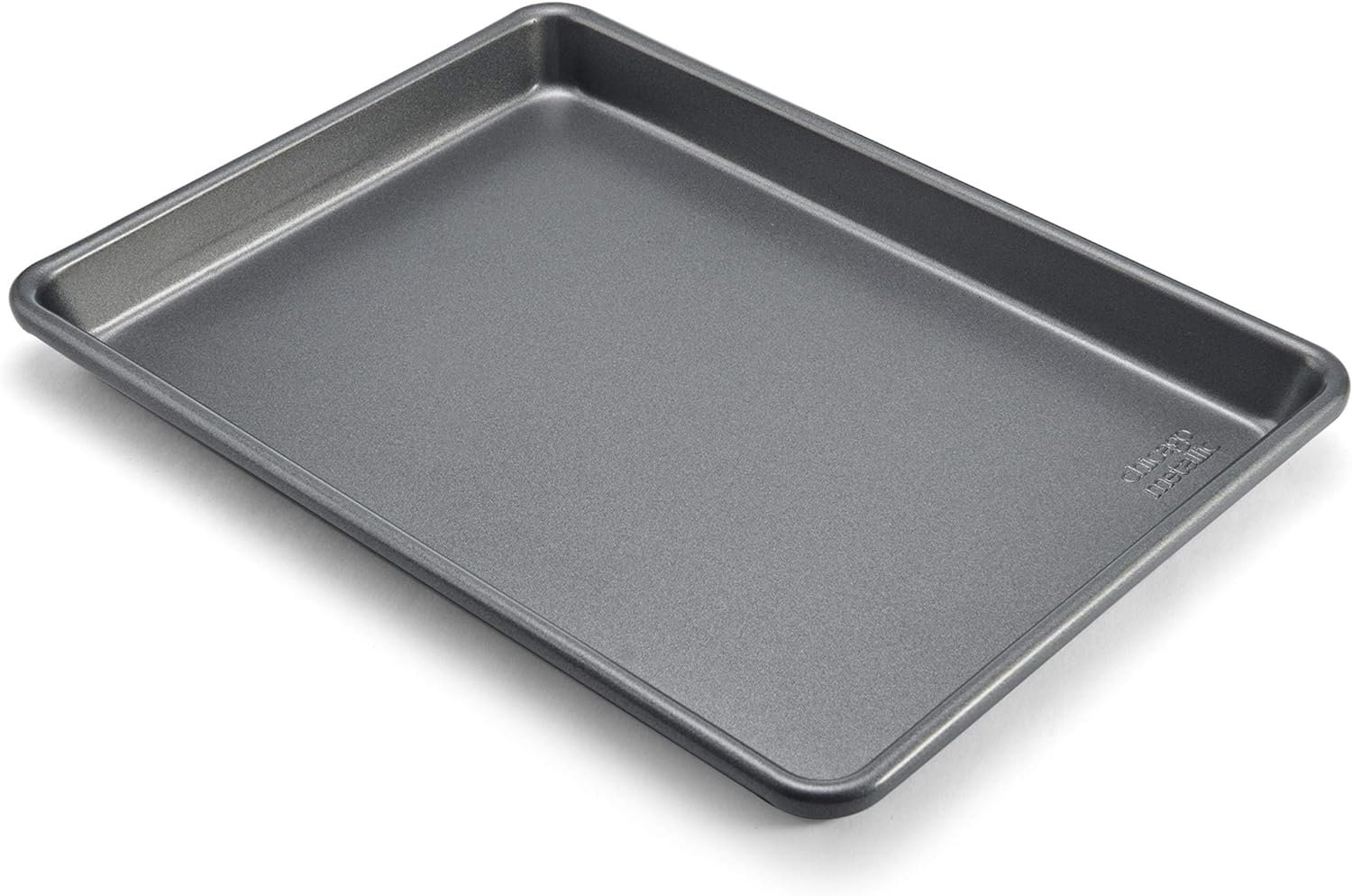 Chicago Metallic Commercial II Non-Stick Small Cookie/Baking Sheet. Perfect for making jelly rolls, cookies, pastries, one-pan meals, and more,12.25 by 8.75, Gray