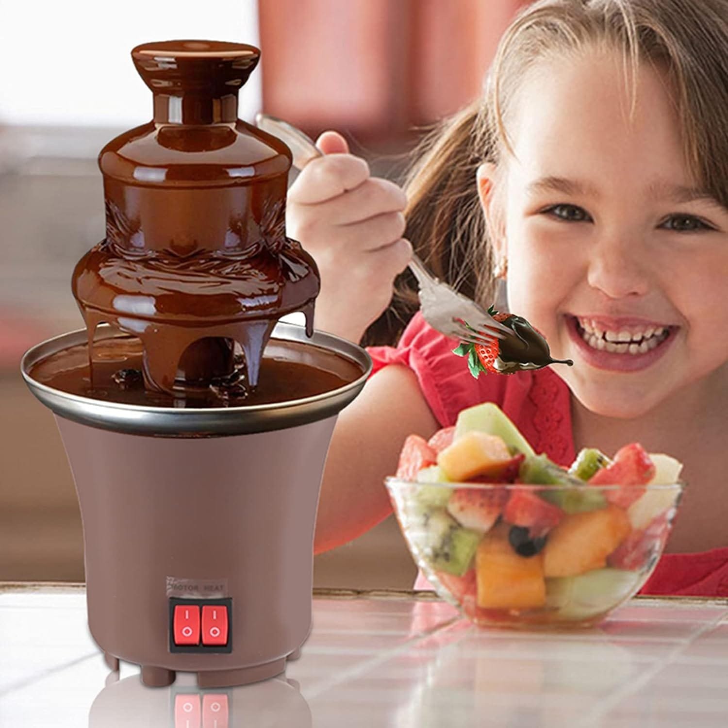 Chocolate Fondue Fountain, 3 Tiers Electric Melting Machine Chocolate Fountain Mini Hot Chocolate Fondue Pot, 1.5-Pound Capacity, Easy to Assemble, Perfect for Nacho Cheese, BBQ Sauce, Ranch, Liqueurs