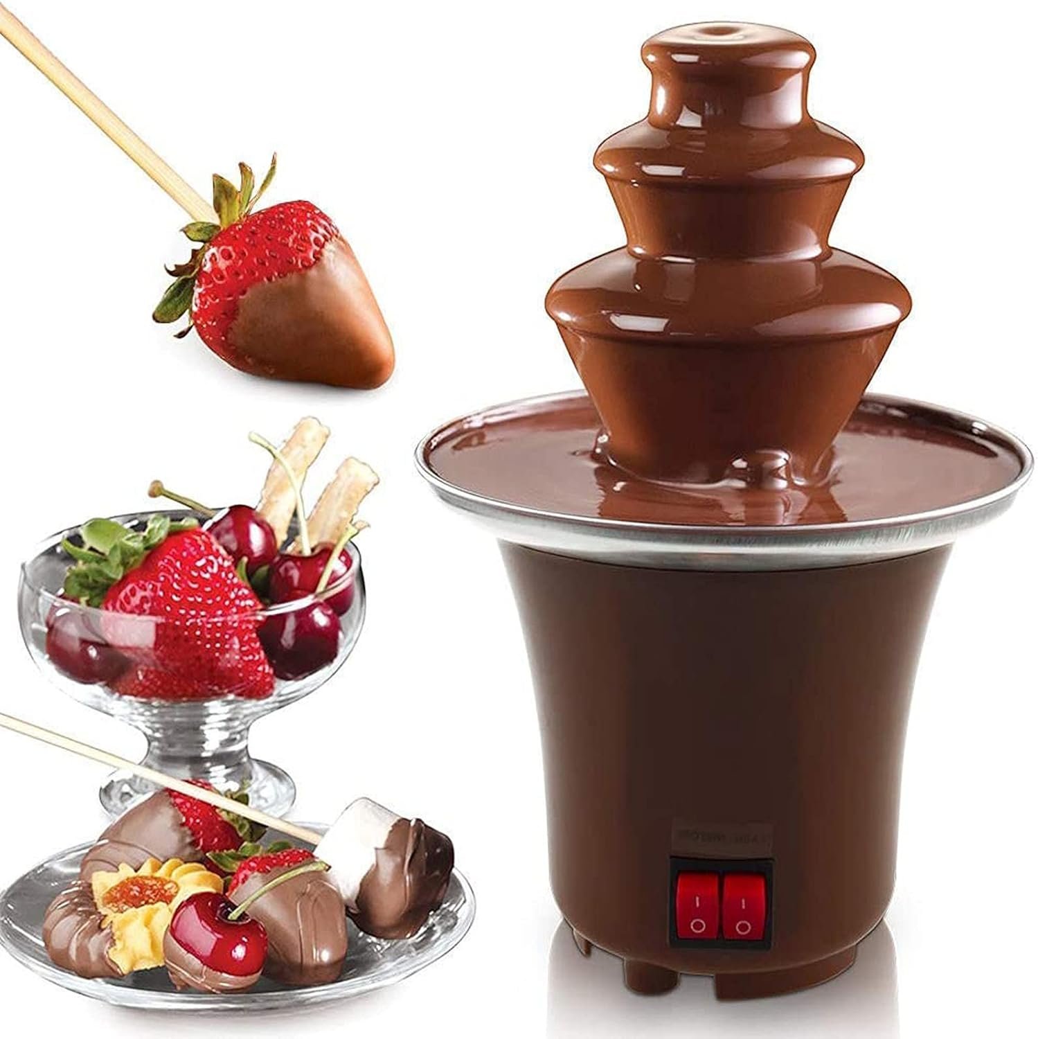 Chocolate Fondue Fountain, 3 Tiers Electric Melting Machine Chocolate Fountain Mini Hot Chocolate Fondue Pot, 1.5-Pound Capacity, Easy to Assemble, Perfect for Nacho Cheese, BBQ Sauce, Ranch, Liqueurs