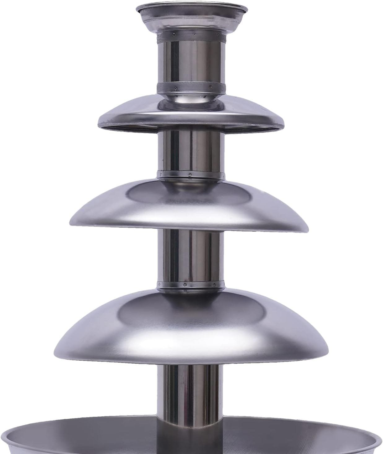 Chocolate Fountain, 4-Tier Chocolate Fondue Fountain Machine, 403 Stainless Steel 0.21 Gallon Capacity Fondue Pot Set for Chocolate Candy, Ranch, Nacho Cheese, Baby Shower, Birthday Celebration, D8.5 x H18.1 Chocolate Fountain, 4-Tier Chocolate Fondue Fountain Machine, 403 Stainless Steel 0.21 Gallon Capacity Fondue Pot Set for Chocolate Candy, Ranch, Nacho Cheese, Baby Shower, Birthday Celebration, D8.5 x H18.1