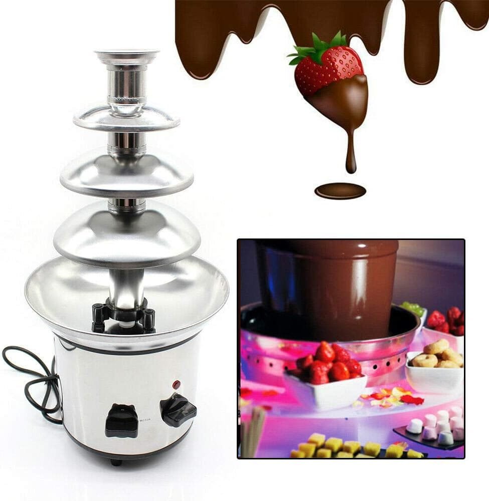 Chocolate Fountain, 4-Tier Chocolate Fondue Fountain Machine, 403 Stainless Steel 0.21 Gallon Capacity Fondue Pot Set for Chocolate Candy, Ranch, Nacho Cheese, Baby Shower, Birthday Celebration, D8.5 x H18.1 Chocolate Fountain, 4-Tier Chocolate Fondue Fountain Machine, 403 Stainless Steel 0.21 Gallon Capacity Fondue Pot Set for Chocolate Candy, Ranch, Nacho Cheese, Baby Shower, Birthday Celebration, D8.5 x H18.1