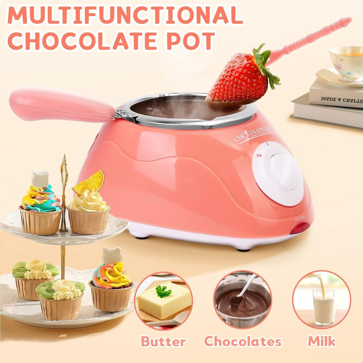 Chocolate Melting Pot, Electric Chocolate Melter Warmer Fondue Fountain Melting Pot Kit for Melting Chocolate, Candy, Milk, Butter, Cheese Chocolate Melting Pot, Electric Chocolate Melter Warmer Fondue Fountain Melting Pot Kit for Melting Chocolate, Candy, Milk, Butter, Cheese