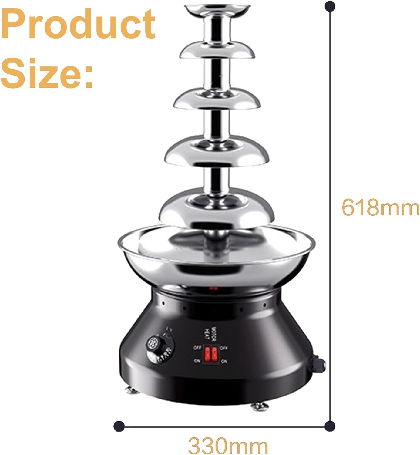 Chocolate Waterfall Fountain 5 tiers Chocolate Fondue Tower Large Capacity Chocolate Fountain Machine Electric Fhocolate Fondue Fountain Machine For Parties Gathering, Wedding