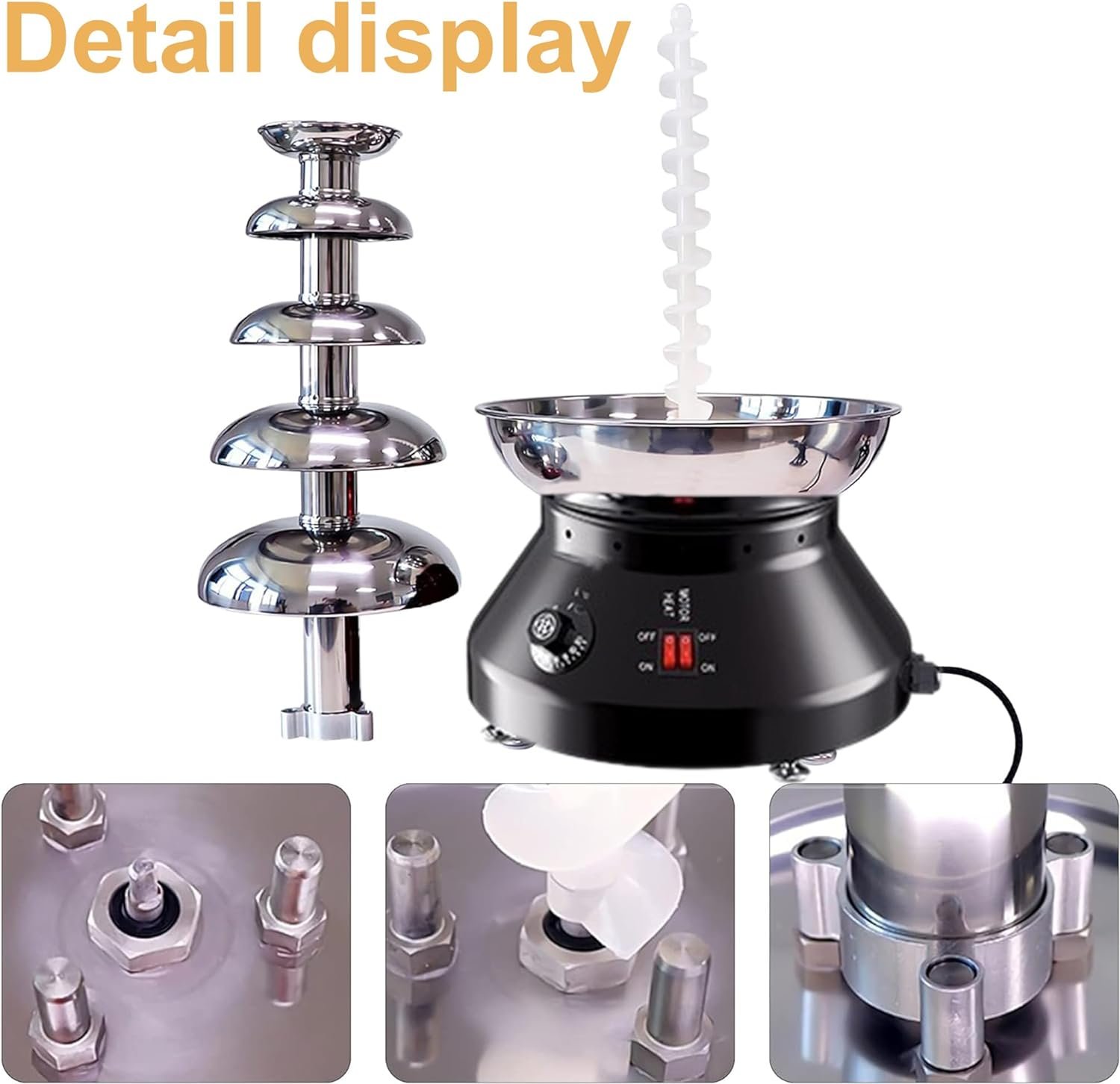 Chocolate Waterfall Fountain 5 tiers Chocolate Fondue Tower Large Capacity Chocolate Fountain Machine Electric Fhocolate Fondue Fountain Machine For Parties Gathering, Wedding