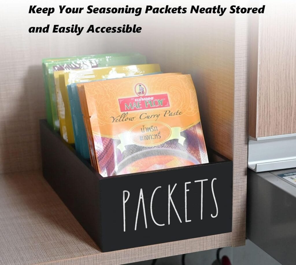 CHONIC Seasoning Packet Organizer, Pantry Organizer, Food Packet Storage Organizers, Modern Farmhouse Kitchen Organization Bins for Food Mixes, Spices, Gravy, Taco, and Dressings Packets (White)