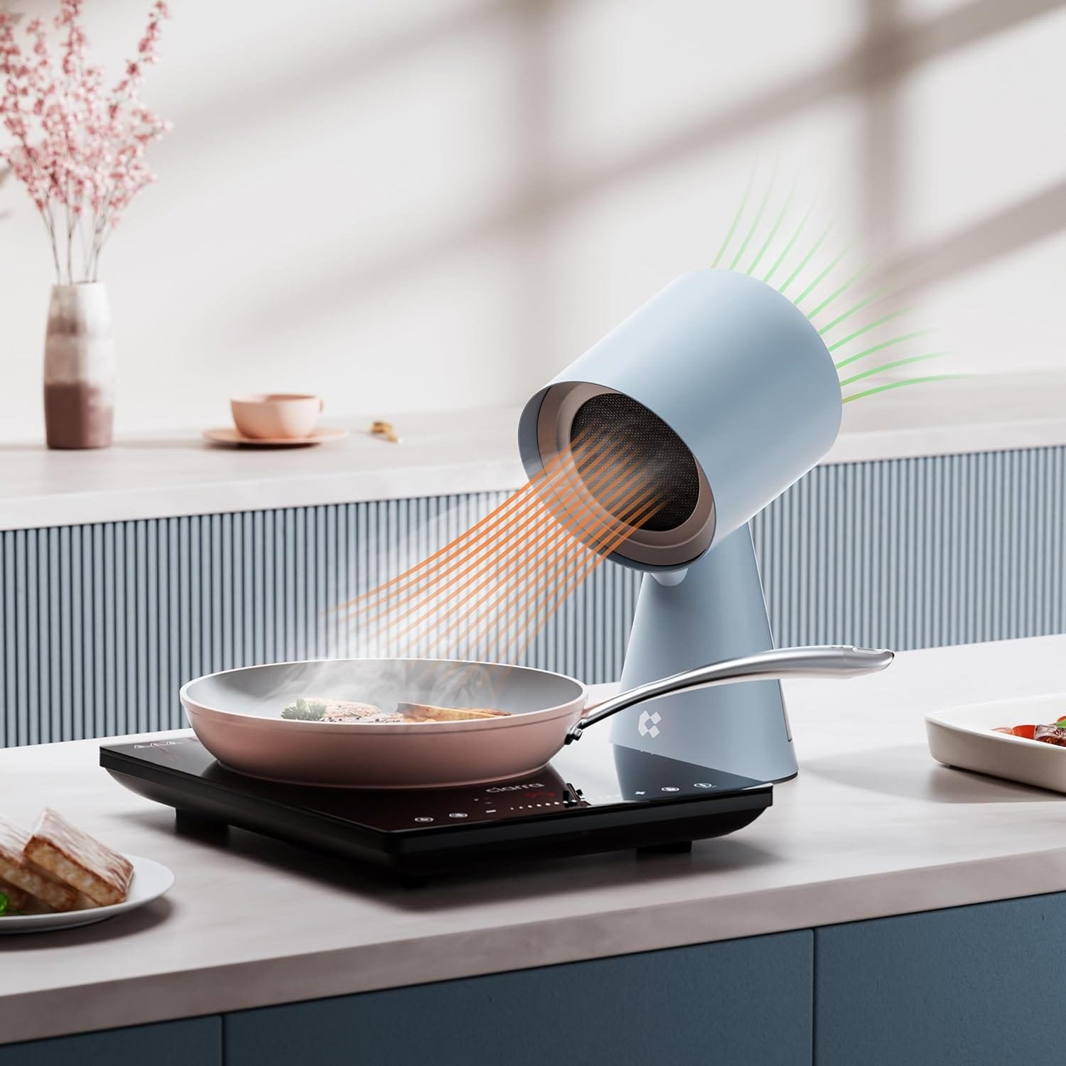 CIARRA Portable Range Hood, Desktop Range Hood with 2 Speed Exhaust Fan, Detachable Aluminum Filter, Large Oil Collection Cup, Portable Kitchen Exhaust Fan for Indoor BBQ, Hot Pot