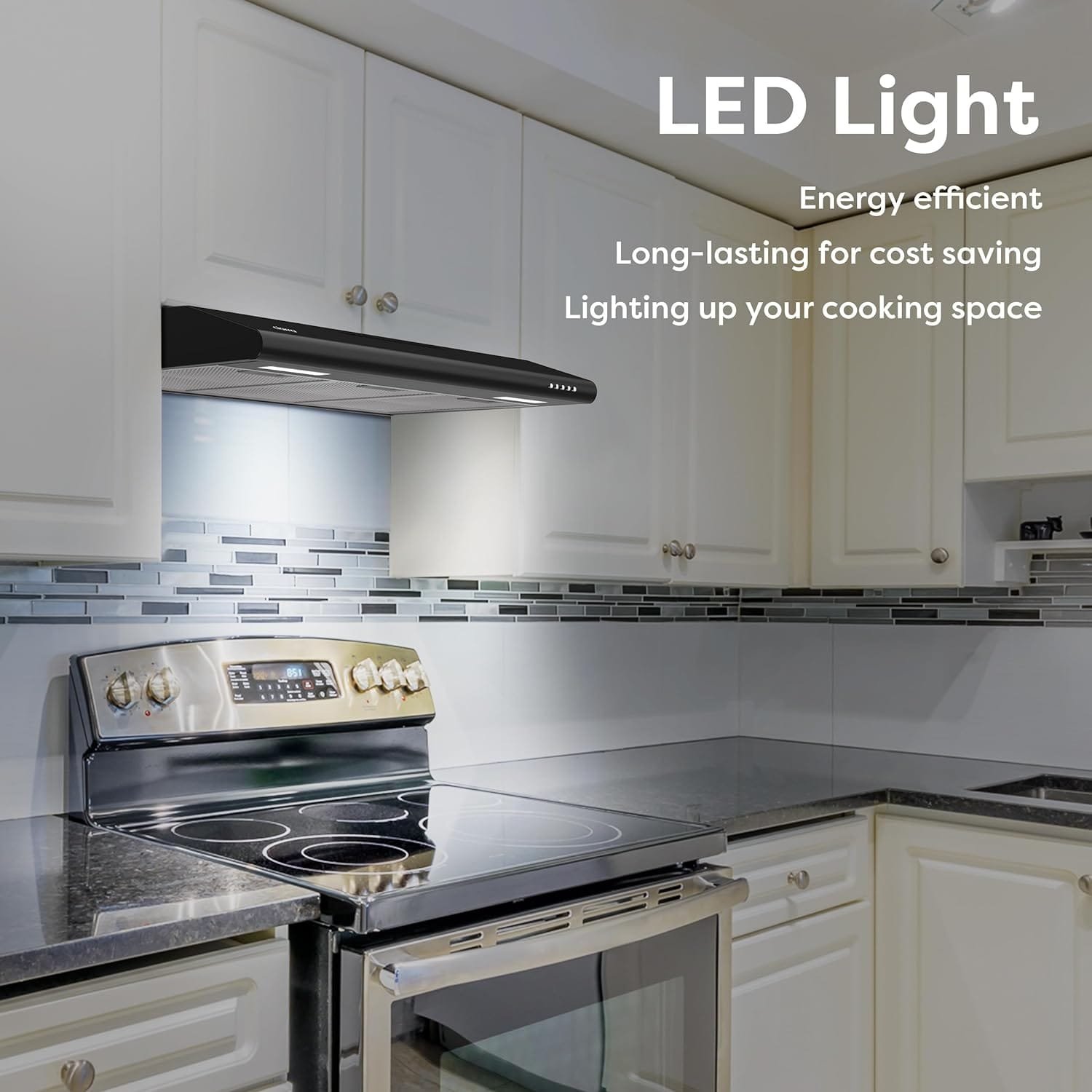 CIARRA Range Hood 30 inch Under Cabinet Ductless Vent Hood for Kitchen Stove Hood with 3 Speed Exhaust Fan in Stainless Steel