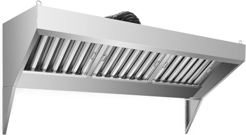 CO-Z Commercial Exhaust Hood, 7 ft Stainless Steel Rang Hood with 3 Removable Baffle Hood Filters and Support Tripods, Concession Trailer Hood for Food Truck Restaurant Commercial Kitchen