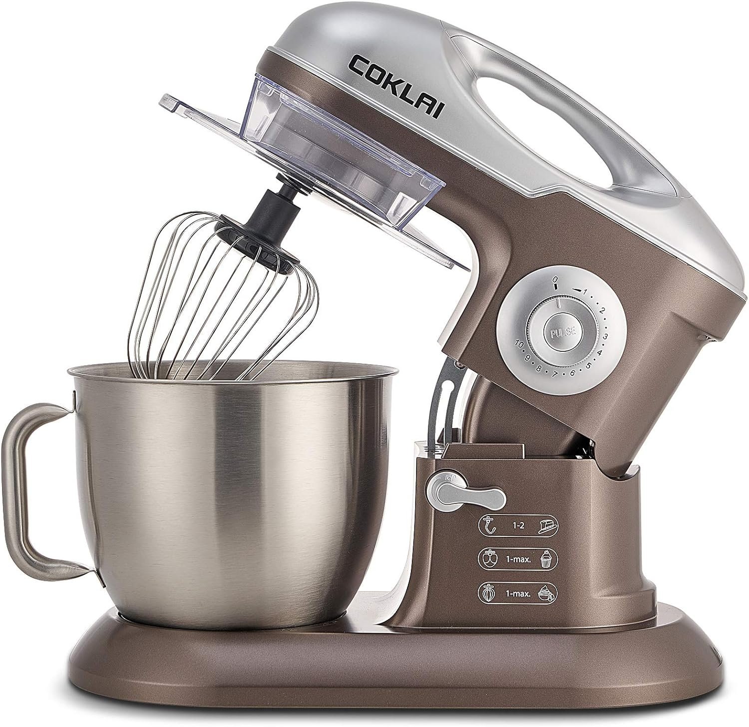 COKLAI Stand Mixer, Electric Mixer, 10 Speeds Tilt-Head 660W Food Mixer, 7.3-QT Kitchen Mixer with Stainless Steel Mixing Bowl, Dough Hook, Flat Beater, Wire Whisk and Splash Guard