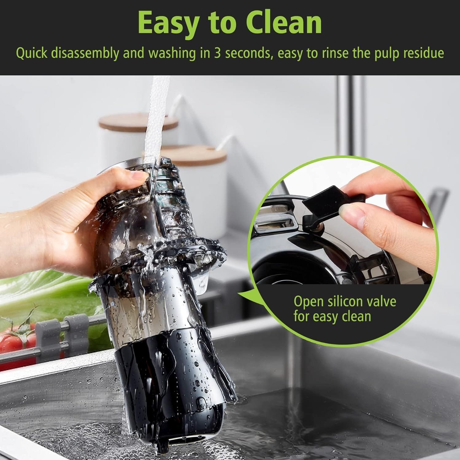 Cold Press Juicer, Aobosi Slow Masticating Machines with Large Feed Chute, Quiet Motor  Reverse Function, Easy to Clean Brush, Juicer Machine for High Nutrient Fruits Vegetables, 200 Watts, Gray