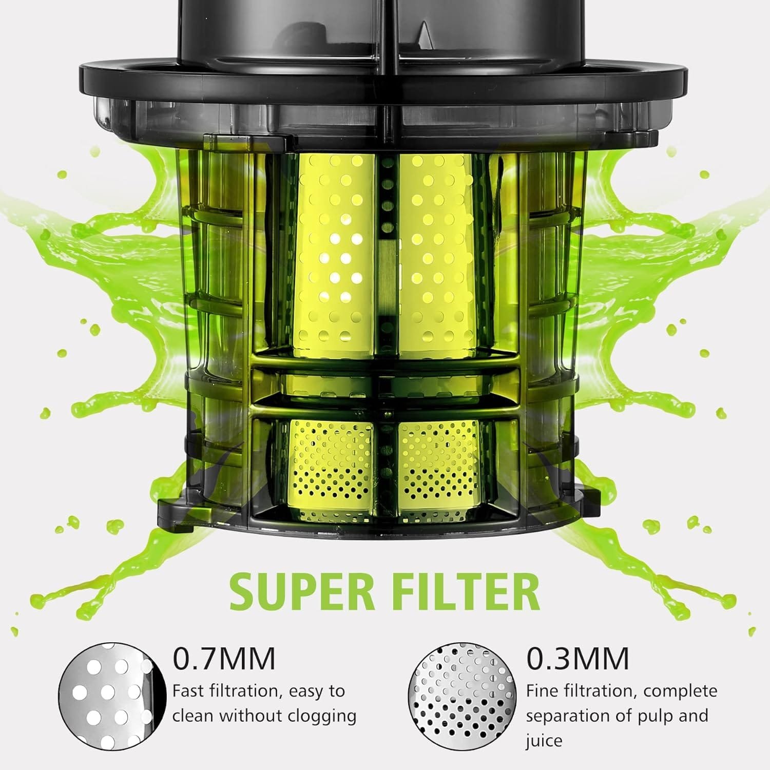 Cold Press Juicer, Aobosi Slow Masticating Machines with Large Feed Chute, Quiet Motor  Reverse Function, Easy to Clean Brush, Juicer Machine for High Nutrient Fruits Vegetables, 200 Watts, Gray