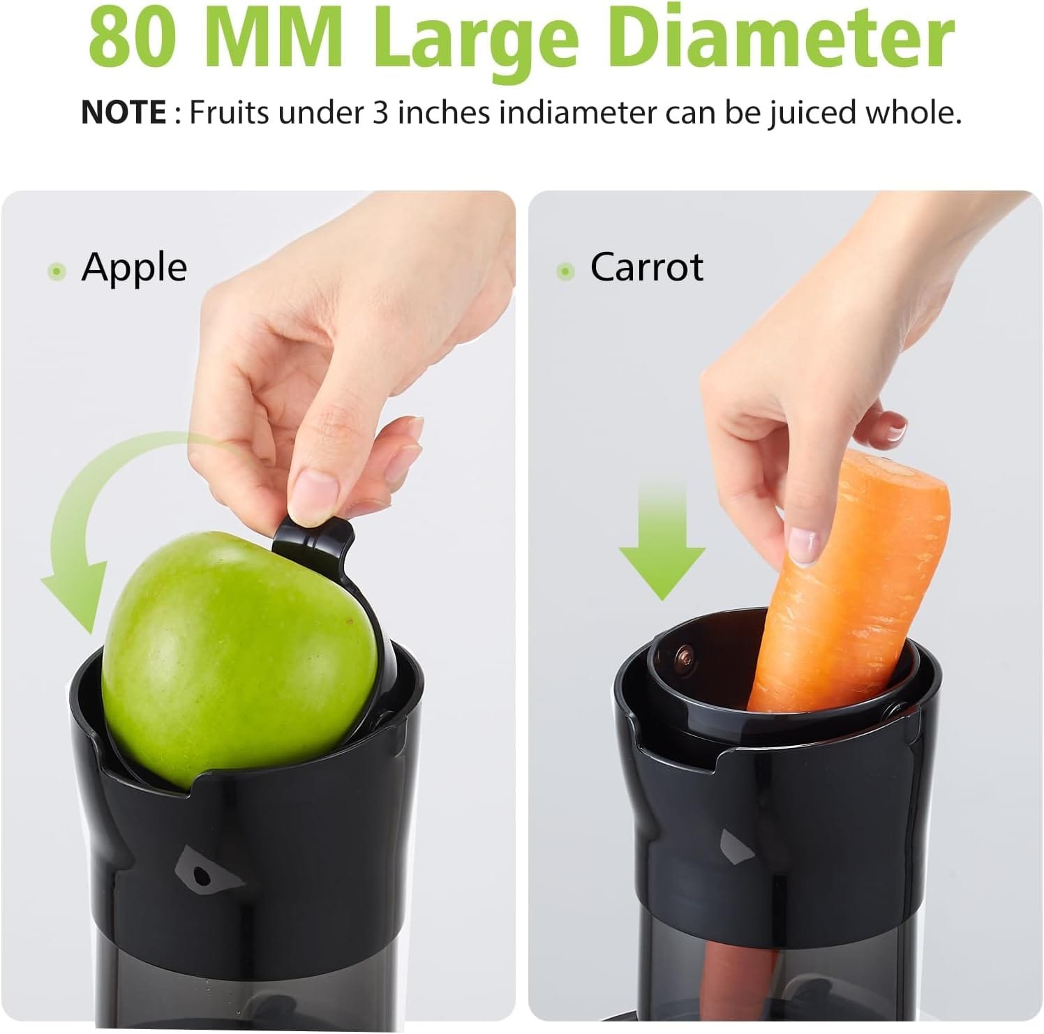 Cold Press Juicer, Aobosi Slow Masticating Machines with Large Feed Chute, Quiet Motor  Reverse Function, Easy to Clean Brush, Juicer Machine for High Nutrient Fruits Vegetables, 200 Watts, Gray