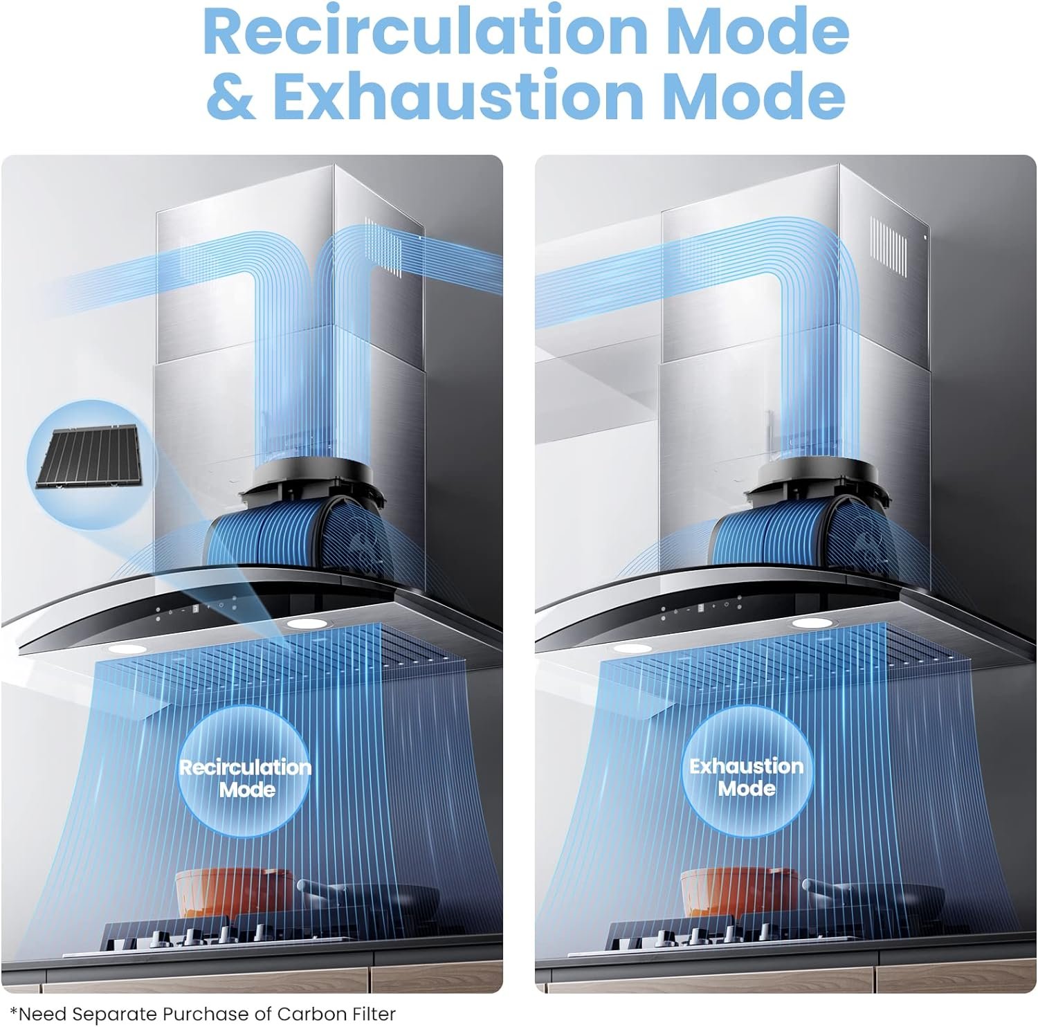 Comfee Curved Glass Range Hood 36 Inch 450 CFM 3 Speed Gesture Sensing Touch Control Panel Stainless Steel Kitchen Ductless/Ducted Convertible with Baffle Filters and 2 LED Lights (CVG36W9AST) Comfee Curved Glass Range Hood 36 Inch 450 CFM 3 Speed Gesture Sensing Touch Control Panel Stainless Steel Kitchen Ductless/Ducted Convertible with Baffle Filters and 2 LED Lights (CVG36W9AST)