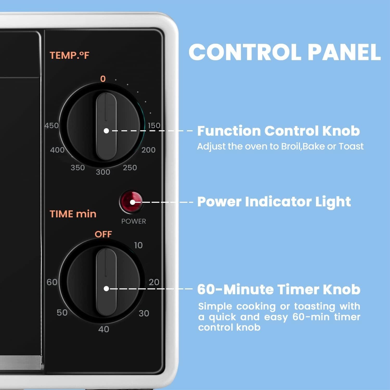 COMFEE Retro Air Fry Toaster Oven, 7-in-1, 1500W, 19QT Capacity, 6 Slice, Rotisseries, Warm, Broil, Toast, Convection Bake, Black, Perfect for Countertop