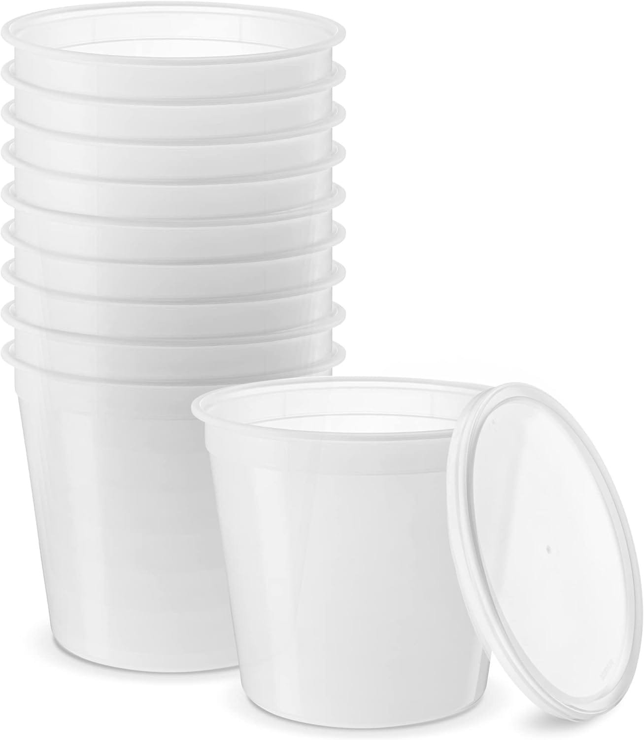 Comfy Package [24 Sets - 32 oz.] Plastic Deli Disposable Food Storage Containers With Airtight Lids