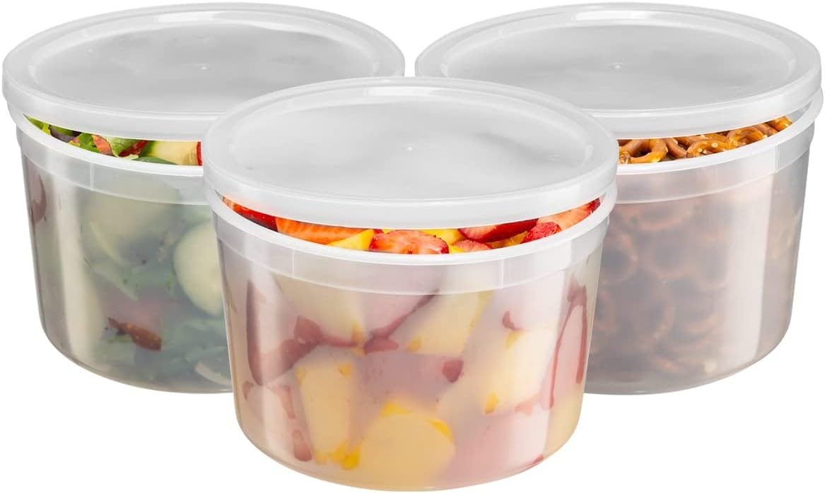 Comfy Package [24 Sets - 32 oz.] Plastic Deli Disposable Food Storage Containers With Airtight Lids