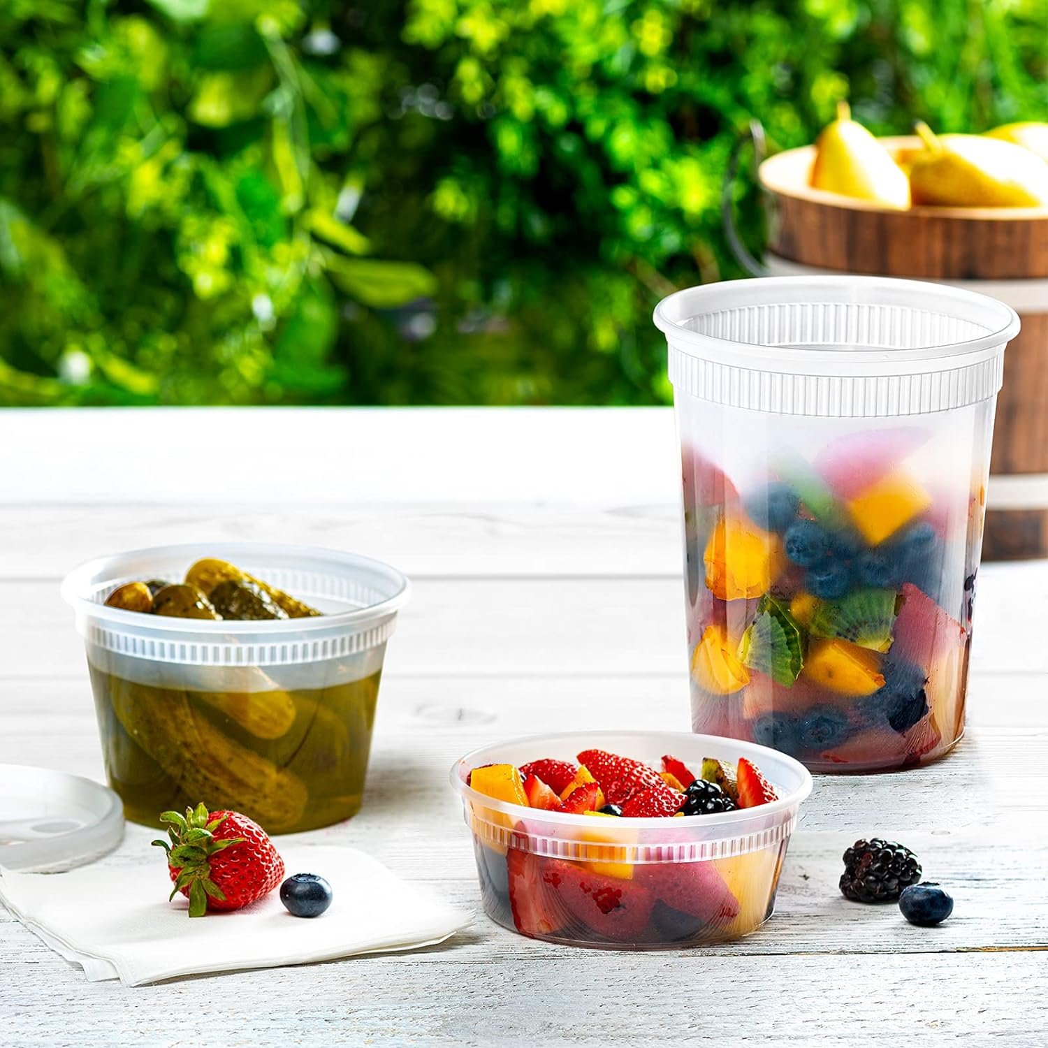 Comfy Package, [48 Sets - Combo Plastic Deli Containers With Airtight Lids - 8 oz, 16 oz, 32 oz. - Food Storage/Soup Containers