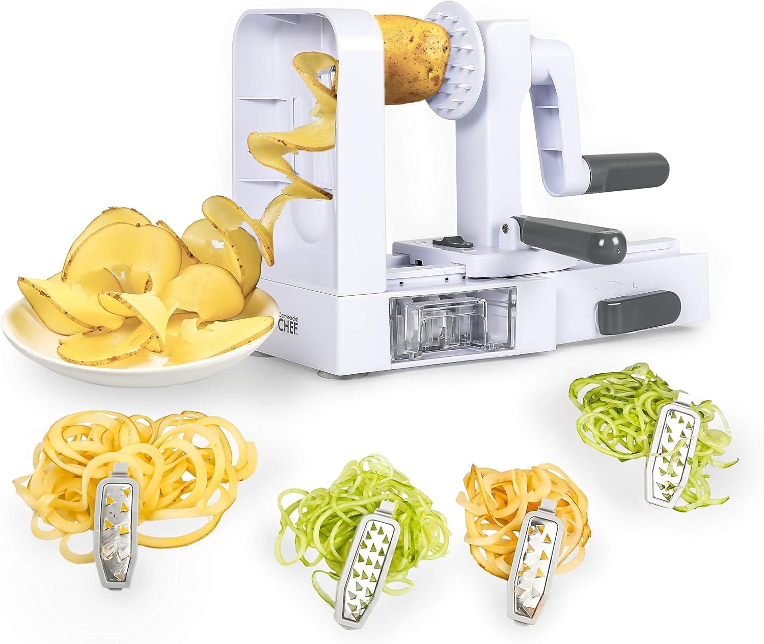 COMMERCIAL CHEF Mini Spiralizer Pasta Maker, Food Spiralizer Set with 4 Blades and Veggie Noodle Maker, Manual Vegetable Spiralizer for Squash, Zucchini, Potatoes, Carrots and More COMMERCIAL CHEF Mini Spiralizer Pasta Maker, Food Spiralizer Set with 4 Blades and Veggie Noodle Maker, Manual Vegetable Spiralizer for Squash, Zucchini, Potatoes, Carrots and More