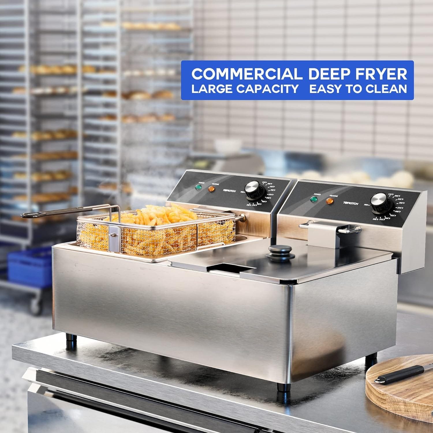Commercial Deep Fryer Stainless Steel Dual Tank with 2 Baskets Capacity 10L X 2 Electric Countertop Fryer for Restaurant and Home Use, 120V 3600W Commercial Deep Fryer Stainless Steel Dual Tank with 2 Baskets Capacity 10L X 2 Electric Countertop Fryer for Restaurant and Home Use, 120V 3600W