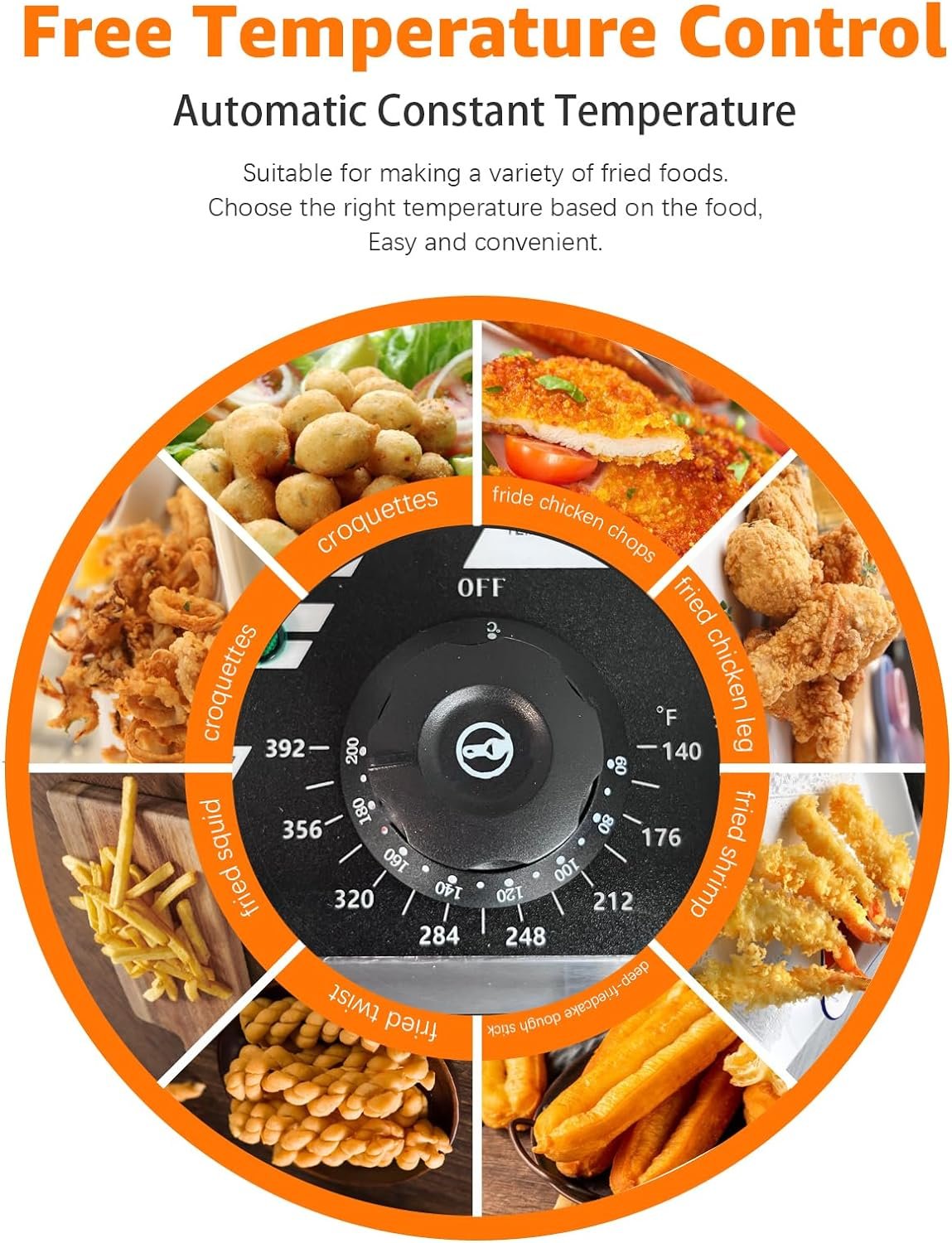 Commercial Electric Deep Fryer w/Basket  Lid, 22.8QT Countertop Kitchen Frying Machine, Temperature Adjustable Stainless Steel French Fryer for French Fries, Donuts, 5000W