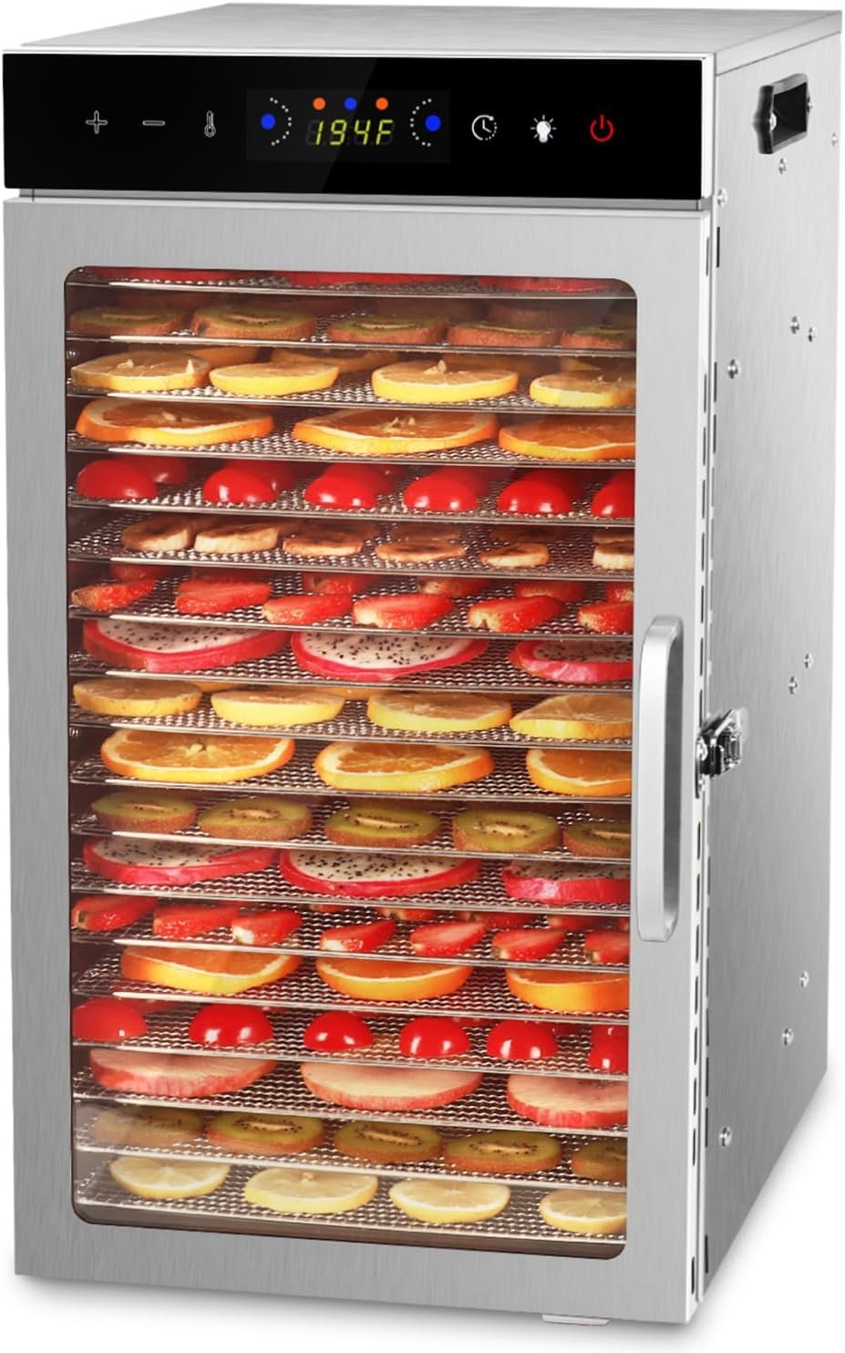 Commercial Food Dehydrator Machine 800W 18 Trays Stainless Steel Food Dehydrated Dryer with 24H Timer Touch-Control LED Display Over Heat Protection for Jerky Herbs Meat Beef Fruit Vegetables Commercial Food Dehydrator Machine 800W 18 Trays Stainless Steel Food Dehydrated Dryer with 24H Timer Touch-Control LED Display Over Heat Protection for Jerky Herbs Meat Beef Fruit Vegetables