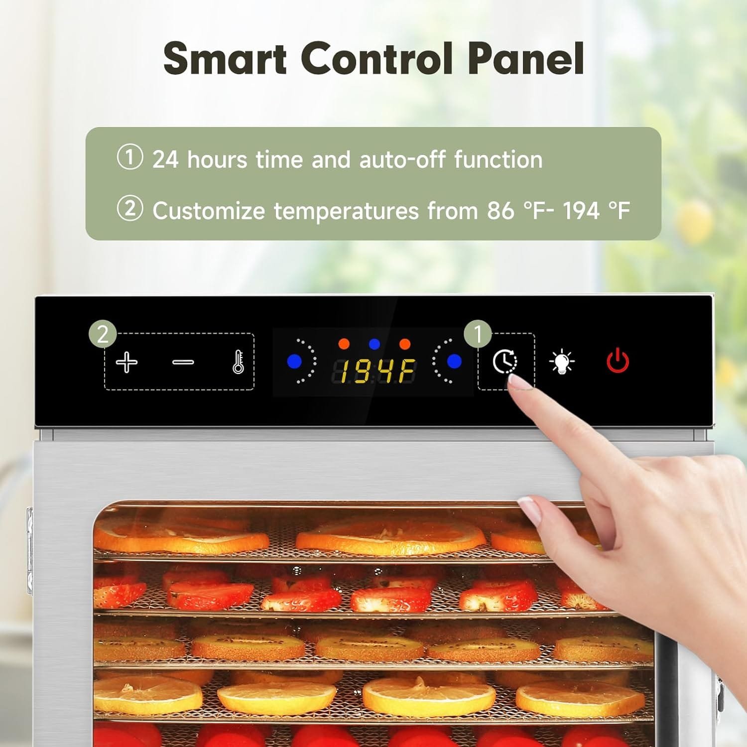 Commercial Food Dehydrator Machine 800W 18 Trays Stainless Steel Food Dehydrated Dryer with 24H Timer Touch-Control LED Display Over Heat Protection for Jerky Herbs Meat Beef Fruit Vegetables Commercial Food Dehydrator Machine 800W 18 Trays Stainless Steel Food Dehydrated Dryer with 24H Timer Touch-Control LED Display Over Heat Protection for Jerky Herbs Meat Beef Fruit Vegetables