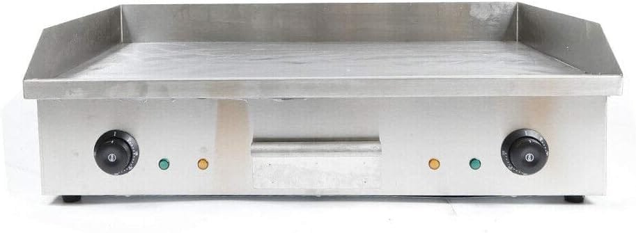 Commercial Griddle, 3000W 110V Commercial Electric Countertop Griddle Stainless Steel Flat Top Grill Hot Plate BBQ 50°C to 300°C Adjustable Easy Clean